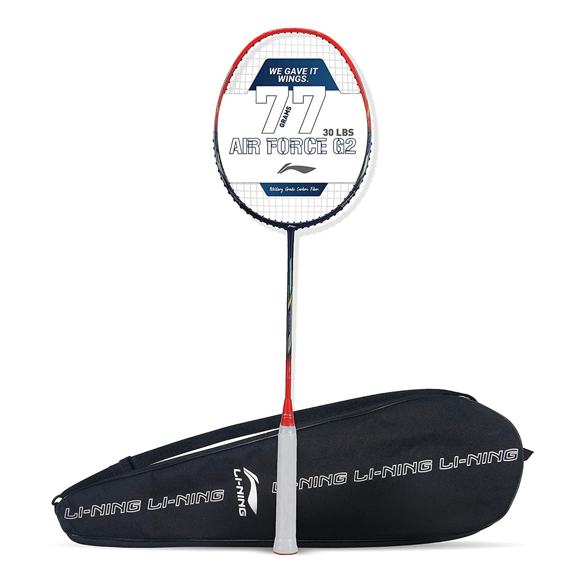 Li-Ning AIR FORCE 77 G2 strung Carbon Fibre Badminton Racket (Navy/Red