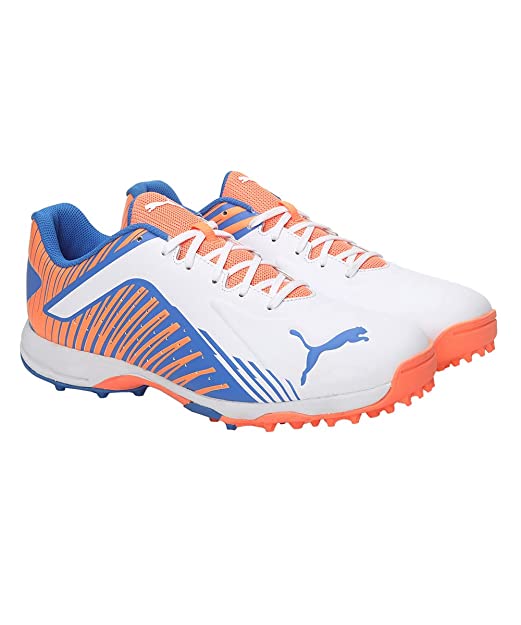 Puma Mens 22 Fh Rubber Vk Cricket Shoe (White-Bluemazing-Neon