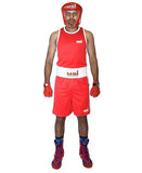 USI Mens Boxing Uniform Short & Vest Set Light Weight Sports Dress for Boxing (RED)