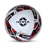 NIVIA TRAINER, Training Ball, 32 Panels, Durable Rubber Cover Machine Stiched with Smooth Surface Matt, Butyl ThreadwoundedBladder, Training Ball Standard, Made for Practice Sessions , to Play on Both Natural and Artificial grass