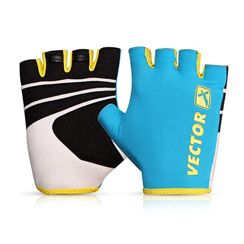 Vector X VX-450 Fingerless Gloves for Training and Riding (Blue)